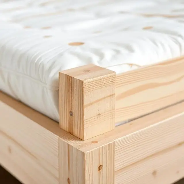Close-up of bed construction details
