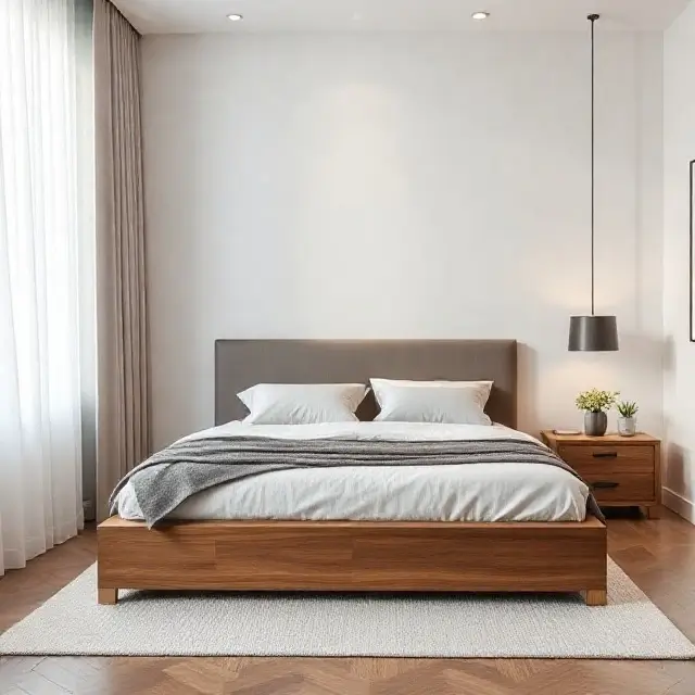 Finished modern bed in a room