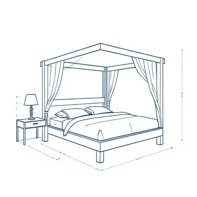 Architectural blueprint of a bed