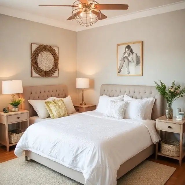 Customer's bedroom with a DreamWeave bed and personal decor