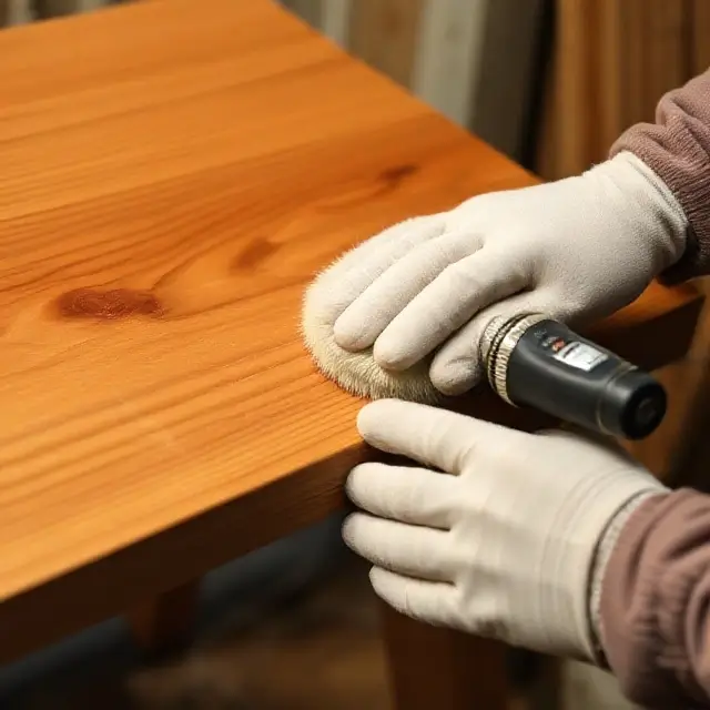 Buffing the wood to a satin sheen
