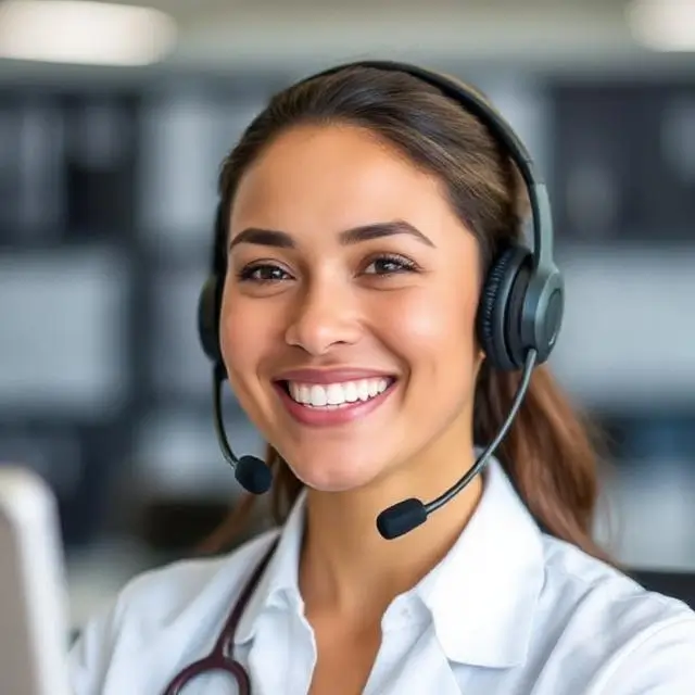 Customer support specialist smiling
