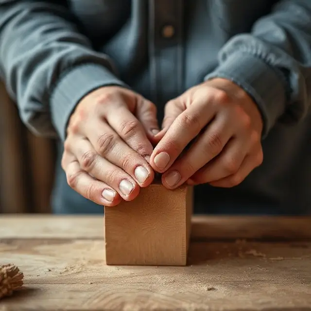 Close-up of hands finishing a piece of wood